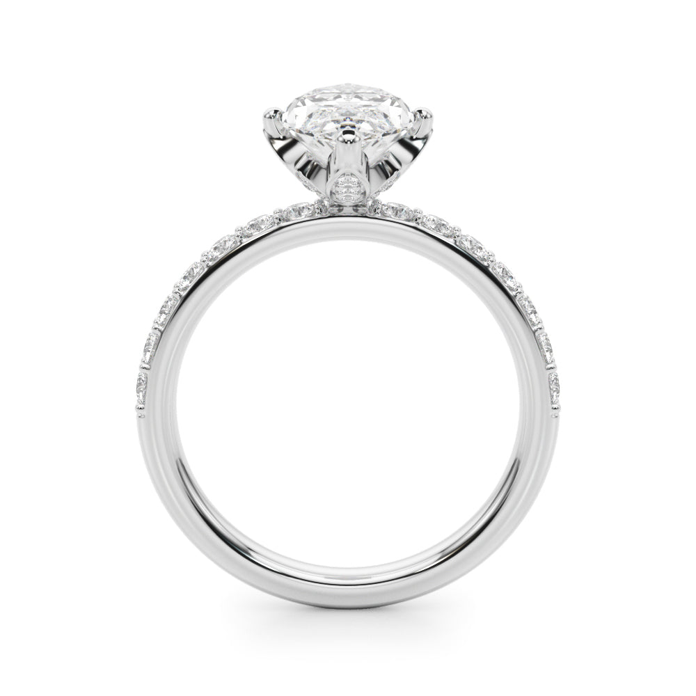 Exquisite Sidestone Marquise Diamond Engagement Ring — 9K/18K Gold & Platinum