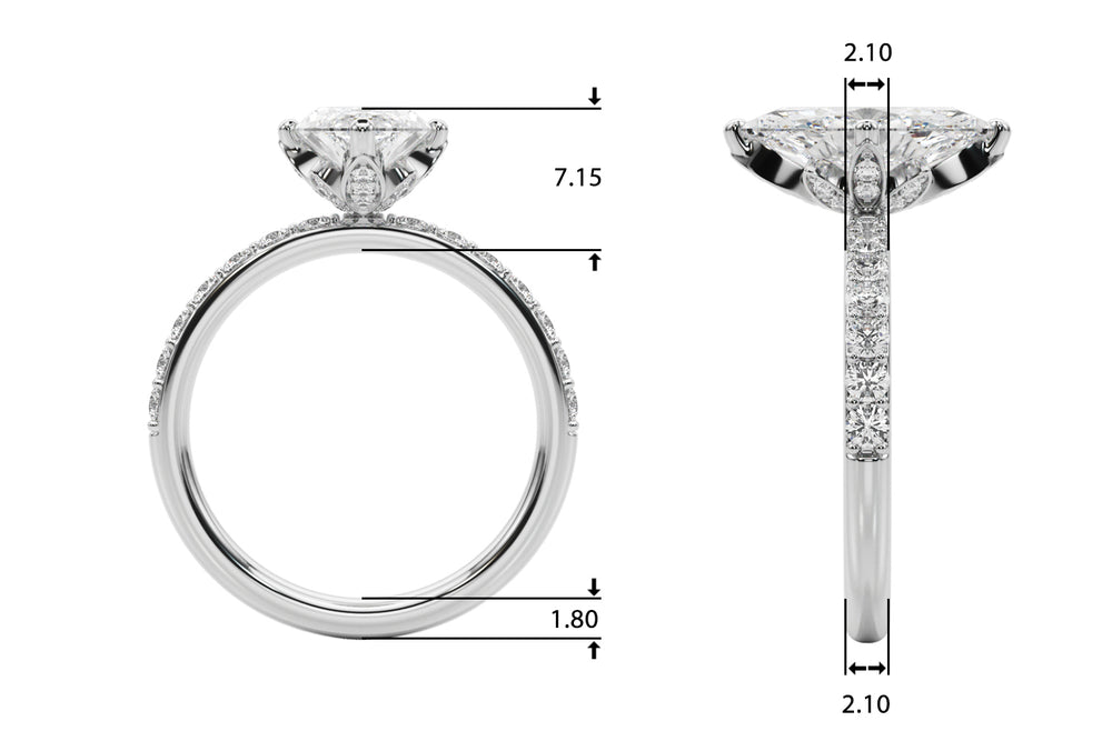 Exquisite Sidestone Marquise Diamond Engagement Ring — 9K/18K Gold & Platinum