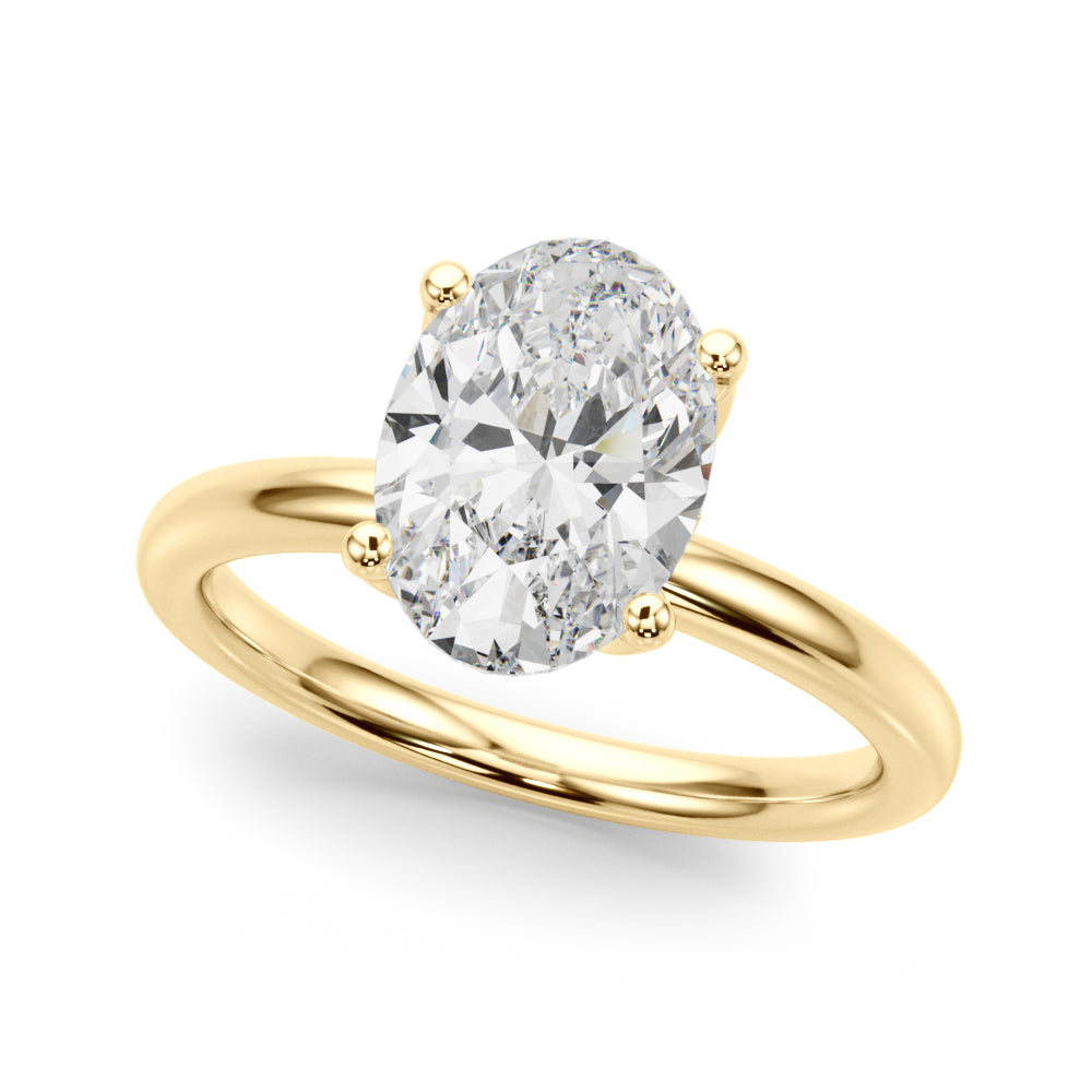 Regal Sidestone Oval Diamond Engagement Ring — 9K/18K Gold & Platinum