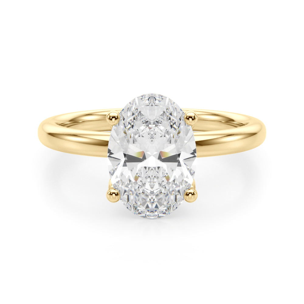 Regal Sidestone Oval Diamond Engagement Ring — 9K/18K Gold & Platinum
