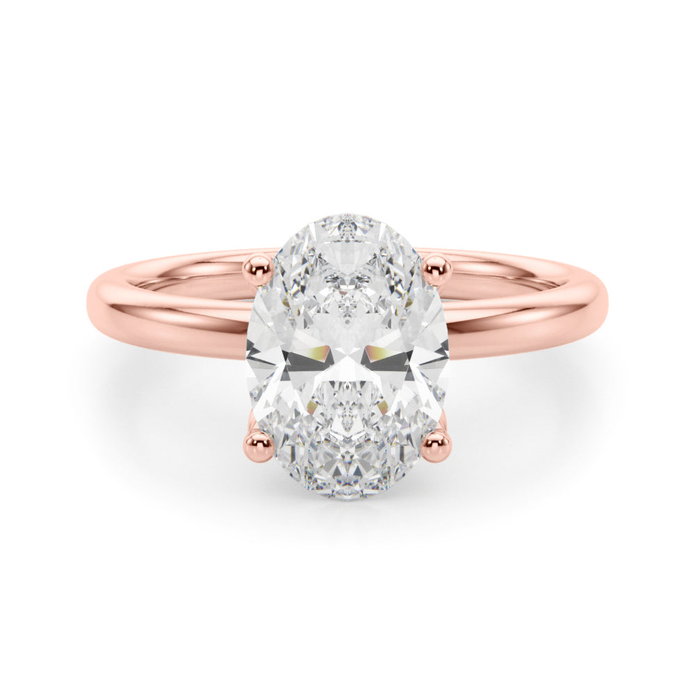 Regal Sidestone Oval Diamond Engagement Ring — 9K/18K Gold & Platinum
