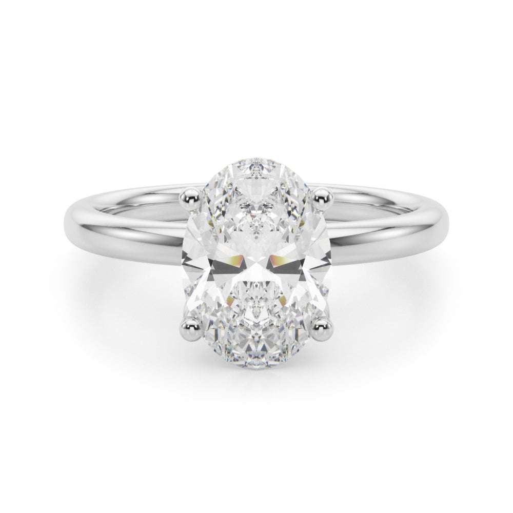 Regal Sidestone Oval Diamond Engagement Ring — 9K/18K Gold & Platinum