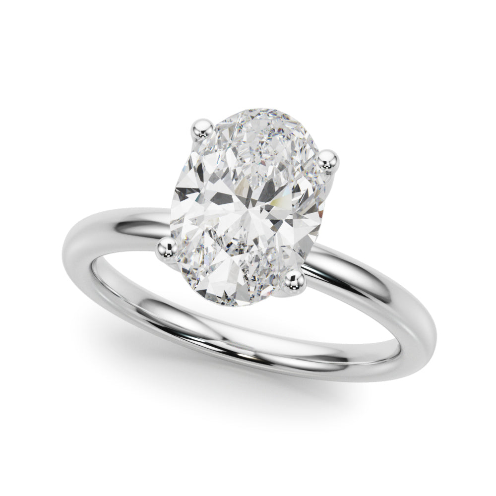 Regal Sidestone Oval Diamond Engagement Ring — 9K/18K Gold & Platinum