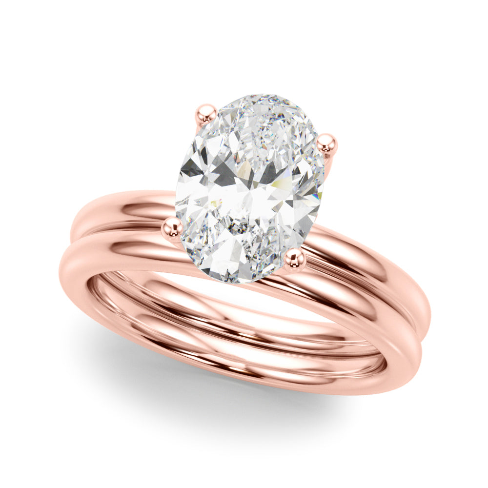Regal Sidestone Oval Diamond Engagement Ring — 9K/18K Gold & Platinum
