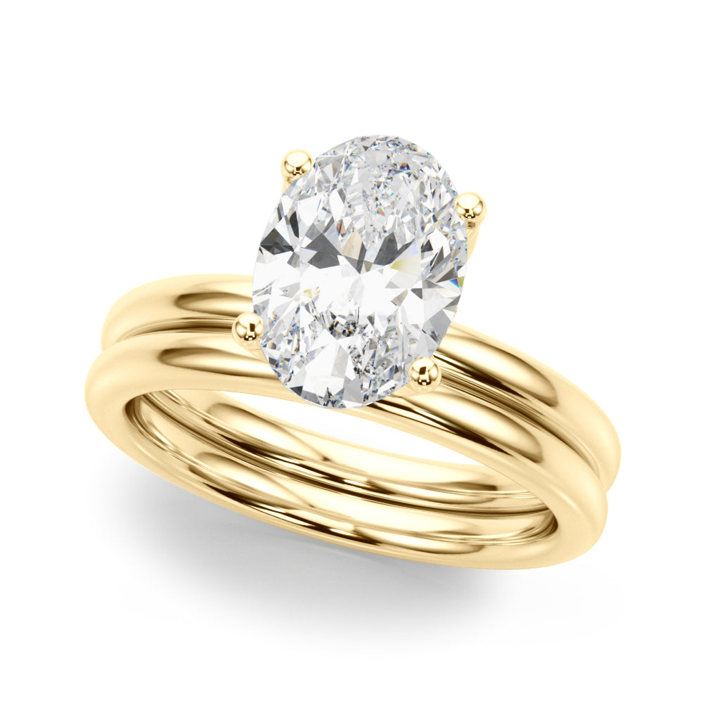 Regal Sidestone Oval Diamond Engagement Ring — 9K/18K Gold & Platinum