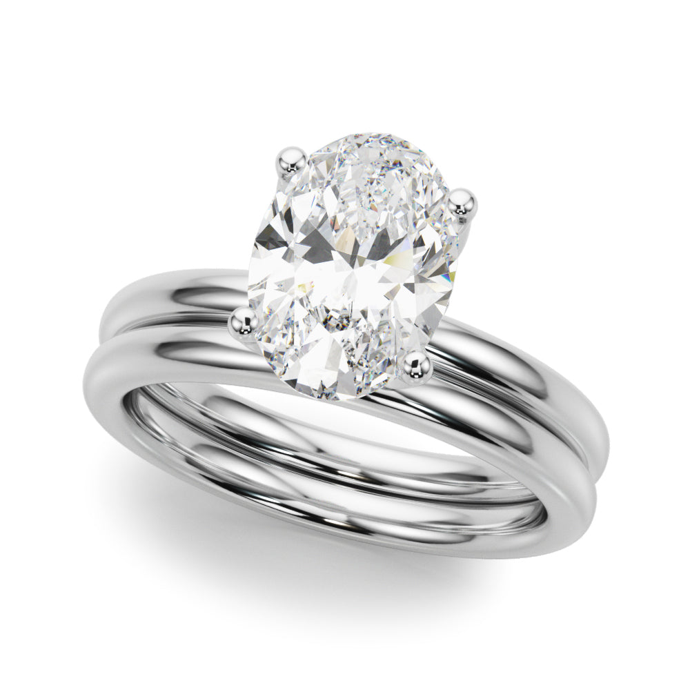Regal Sidestone Oval Diamond Engagement Ring — 9K/18K Gold & Platinum