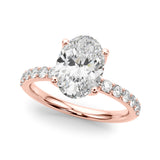 Sophisticated Sidestone Oval Diamond Engagement Ring — 9K/18K Gold & Platinum