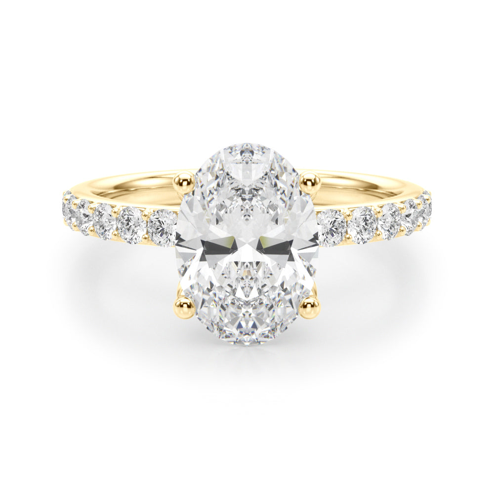 Sophisticated Sidestone Oval Diamond Engagement Ring — 9K/18K Gold & Platinum