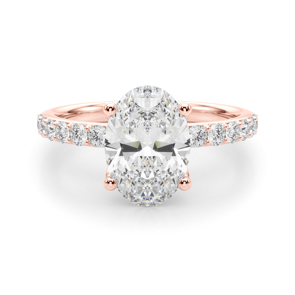 Sophisticated Sidestone Oval Diamond Engagement Ring — 9K/18K Gold & Platinum