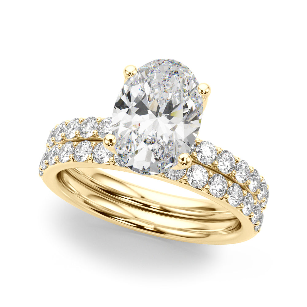 Sophisticated Sidestone Oval Diamond Engagement Ring — 9K/18K Gold & Platinum