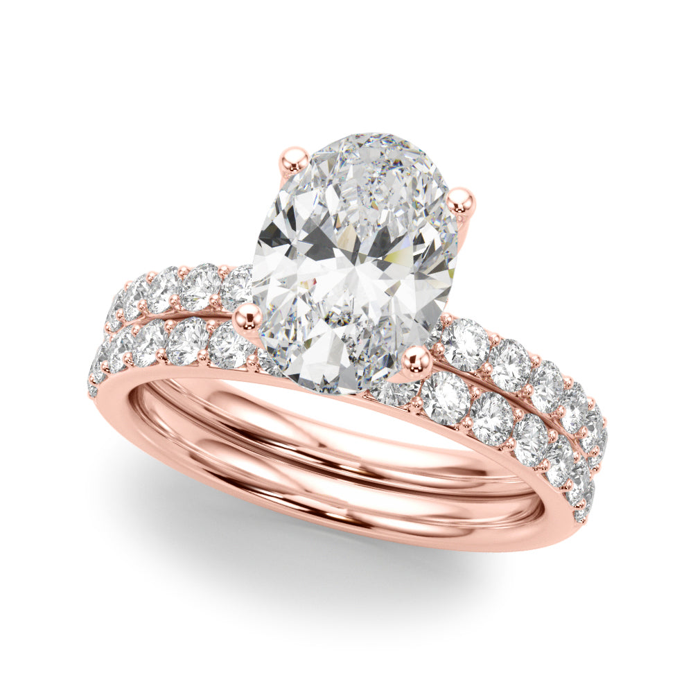 Sophisticated Sidestone Oval Diamond Engagement Ring — 9K/18K Gold & Platinum