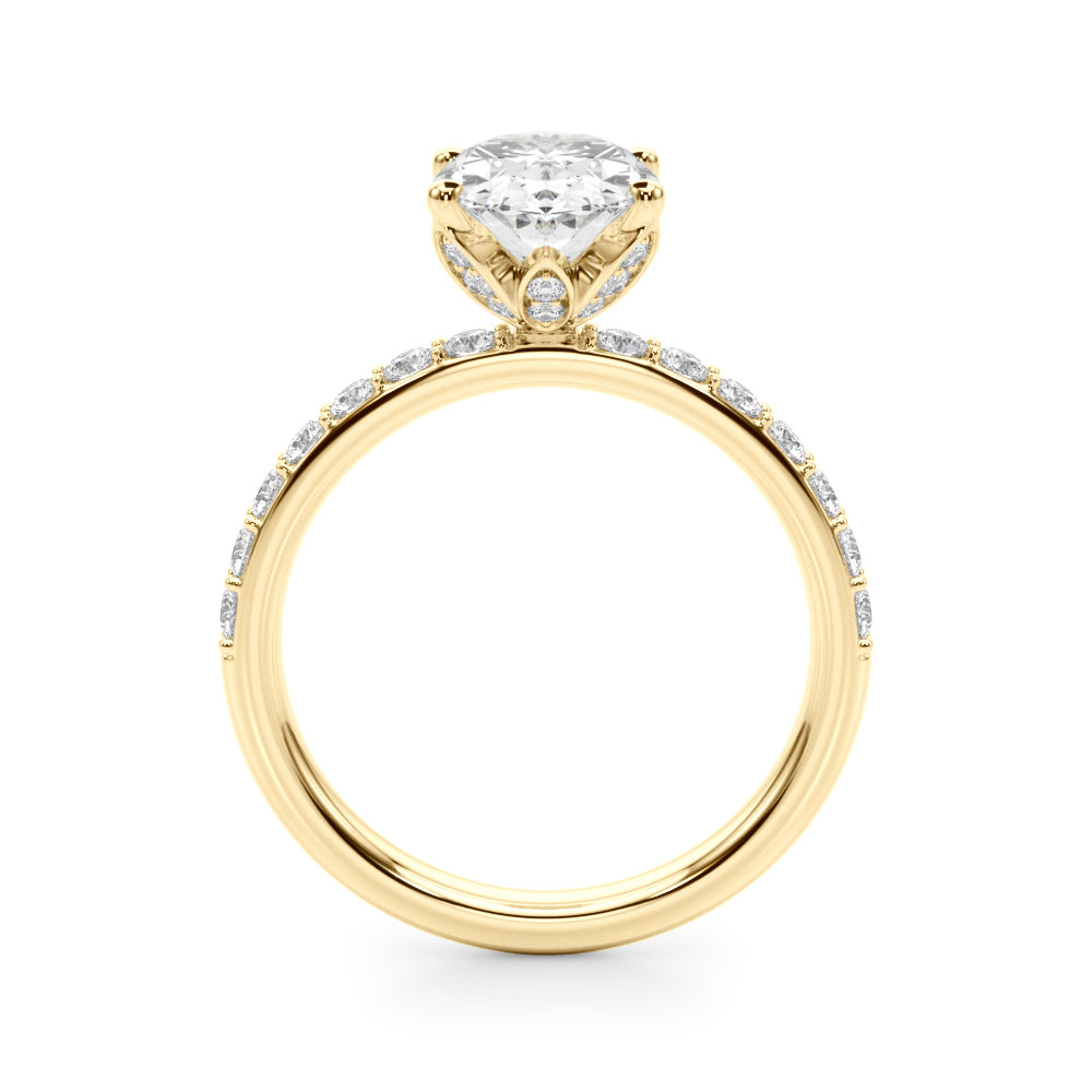 Sophisticated Sidestone Oval Diamond Engagement Ring — 9K/18K Gold & Platinum