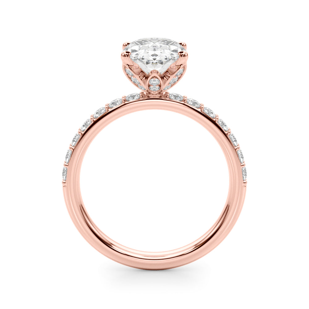 Sophisticated Sidestone Oval Diamond Engagement Ring — 9K/18K Gold & Platinum
