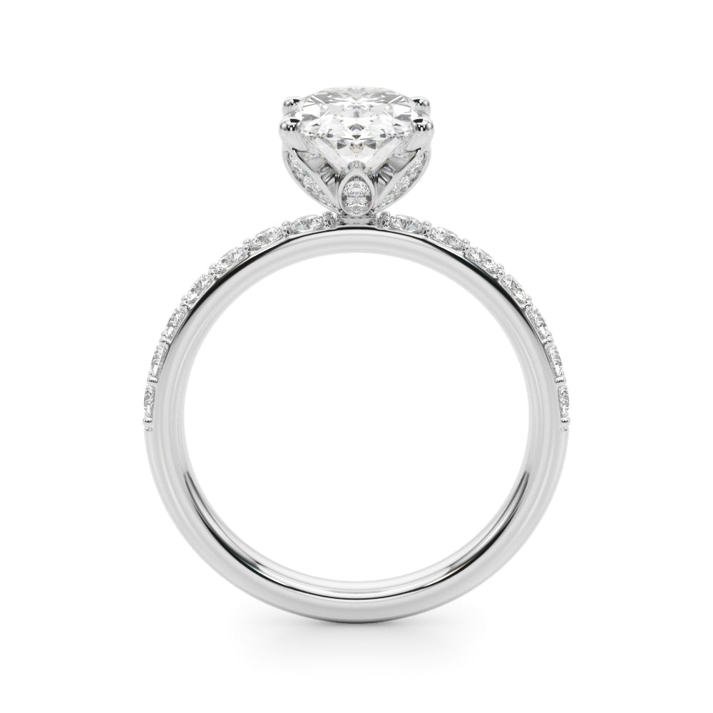 Sophisticated Sidestone Oval Diamond Engagement Ring — 9K/18K Gold & Platinum