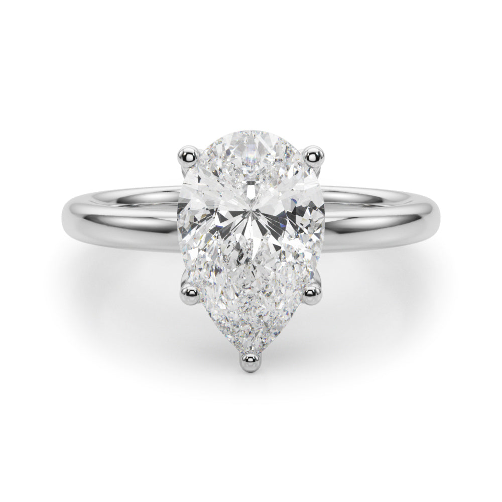 Eternal Sidestone Pear Diamond Engagement Ring — 9K/18K Gold & Platinum