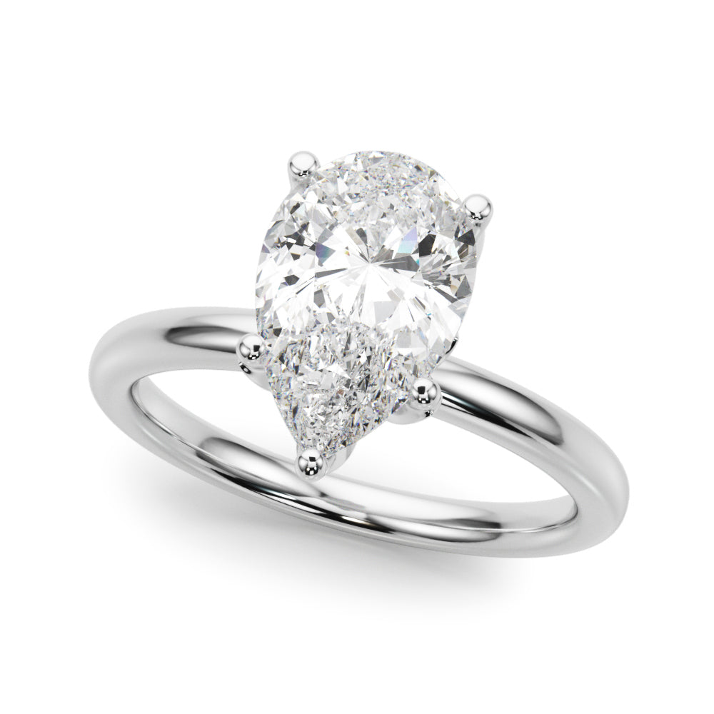 Eternal Sidestone Pear Diamond Engagement Ring — 9K/18K Gold & Platinum