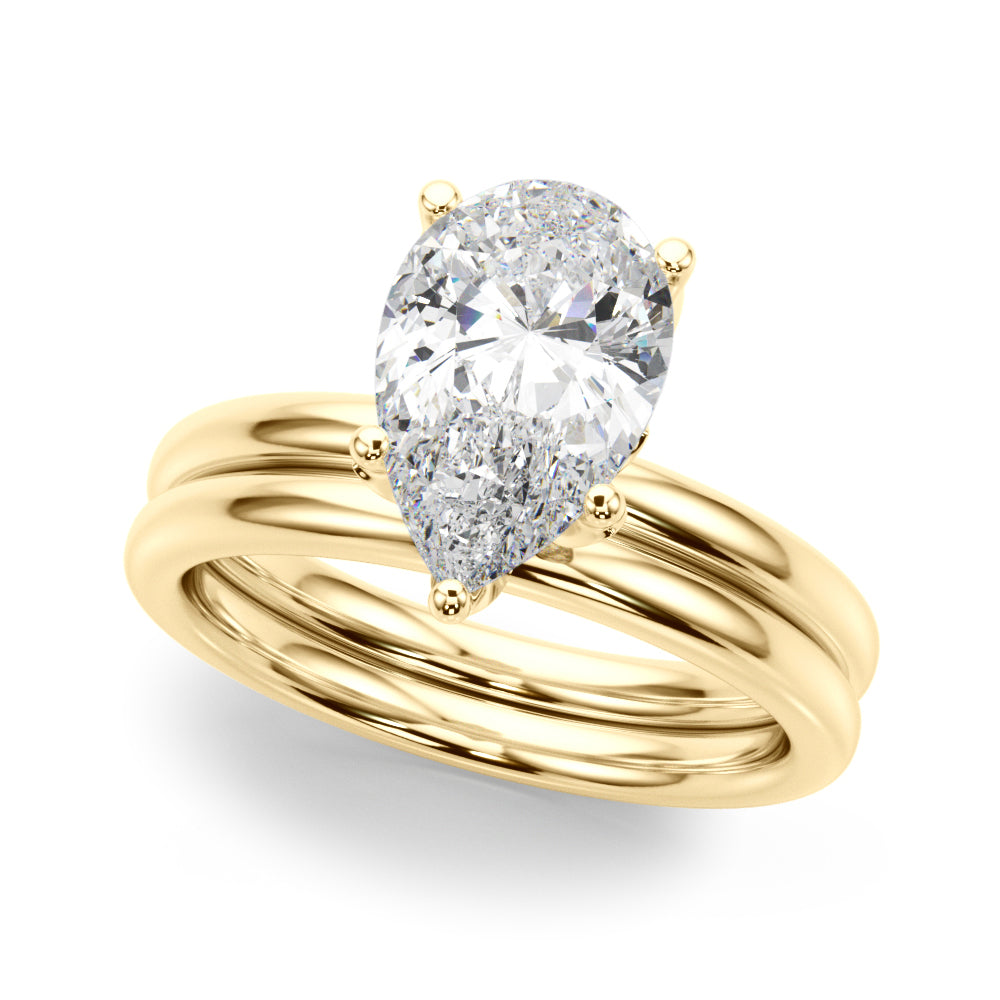 Eternal Sidestone Pear Diamond Engagement Ring — 9K/18K Gold & Platinum