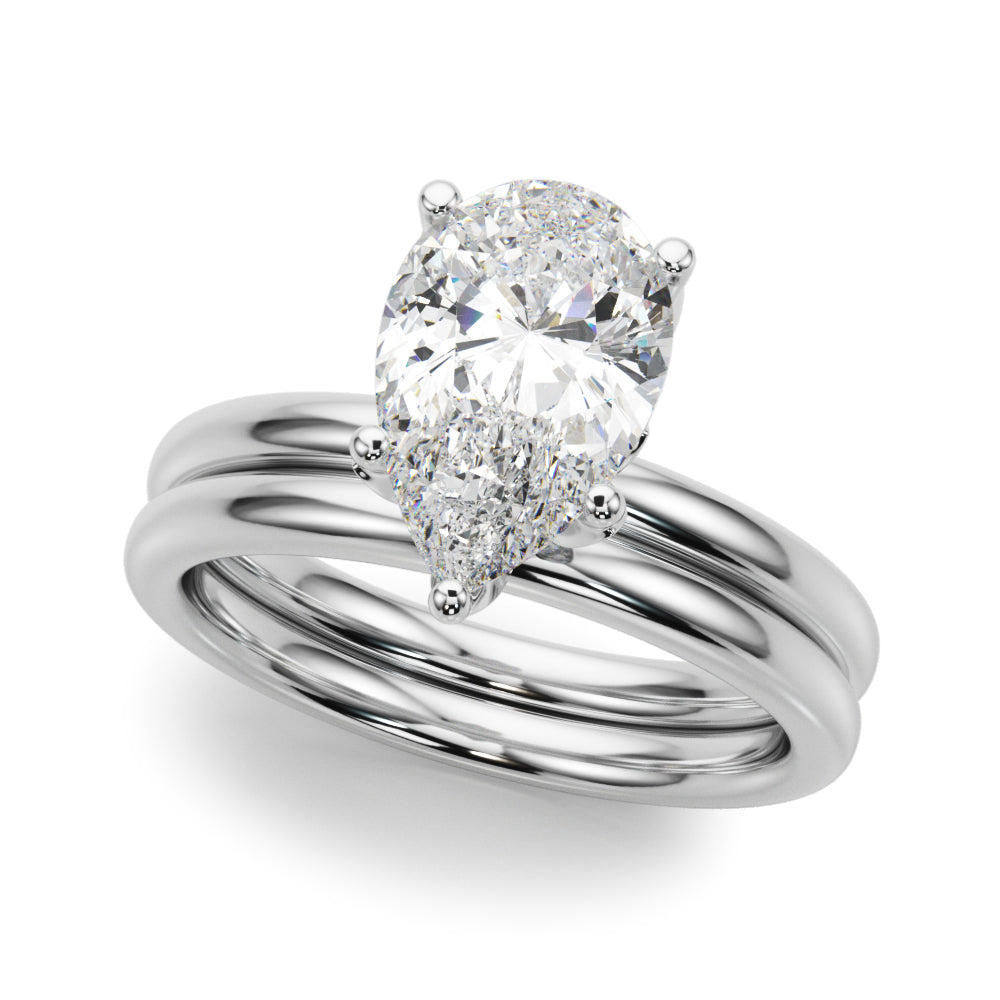 Eternal Sidestone Pear Diamond Engagement Ring — 9K/18K Gold & Platinum