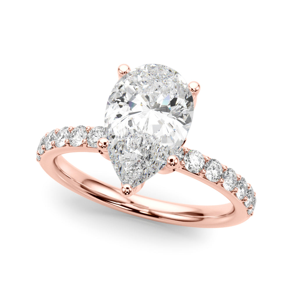 Radiant Sidestone Pear Diamond Engagement Ring — 9K/18K Gold & Platinum