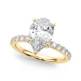 Radiant Sidestone Pear Diamond Engagement Ring — 9K/18K Gold & Platinum