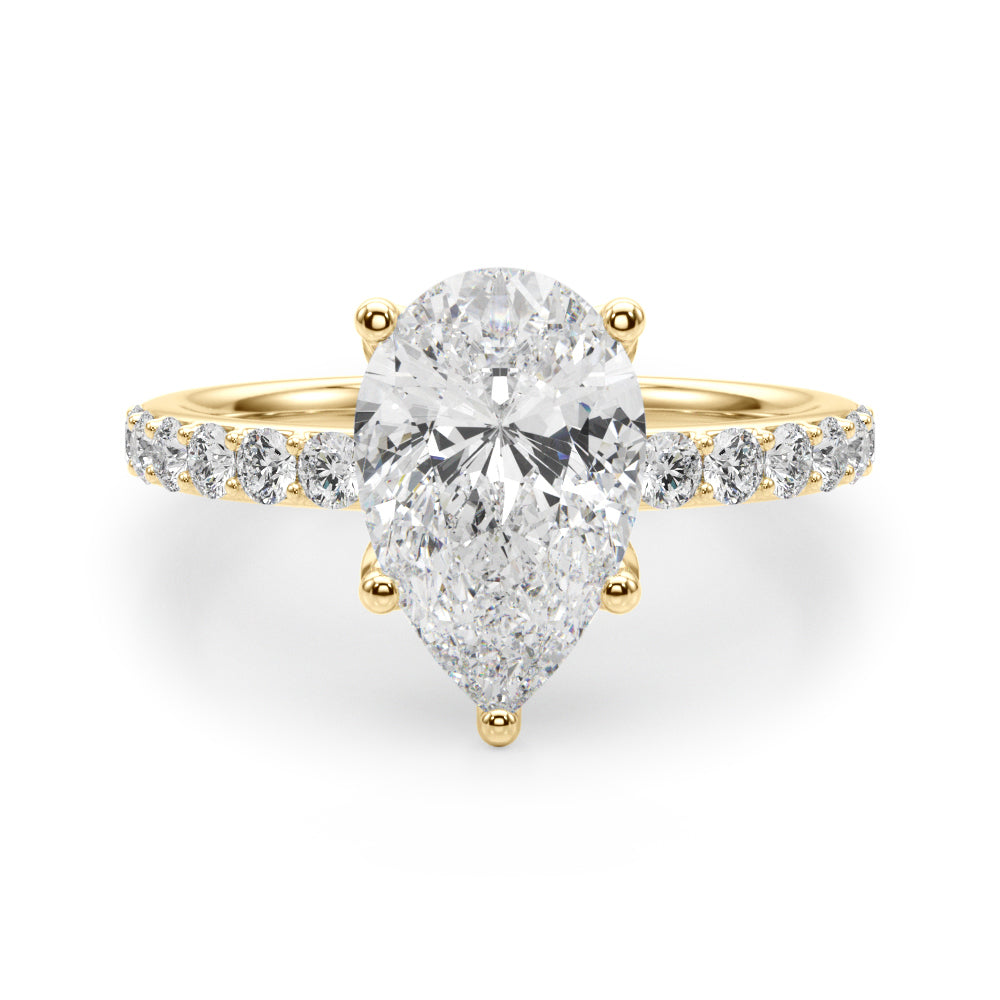 Radiant Sidestone Pear Diamond Engagement Ring — 9K/18K Gold & Platinum