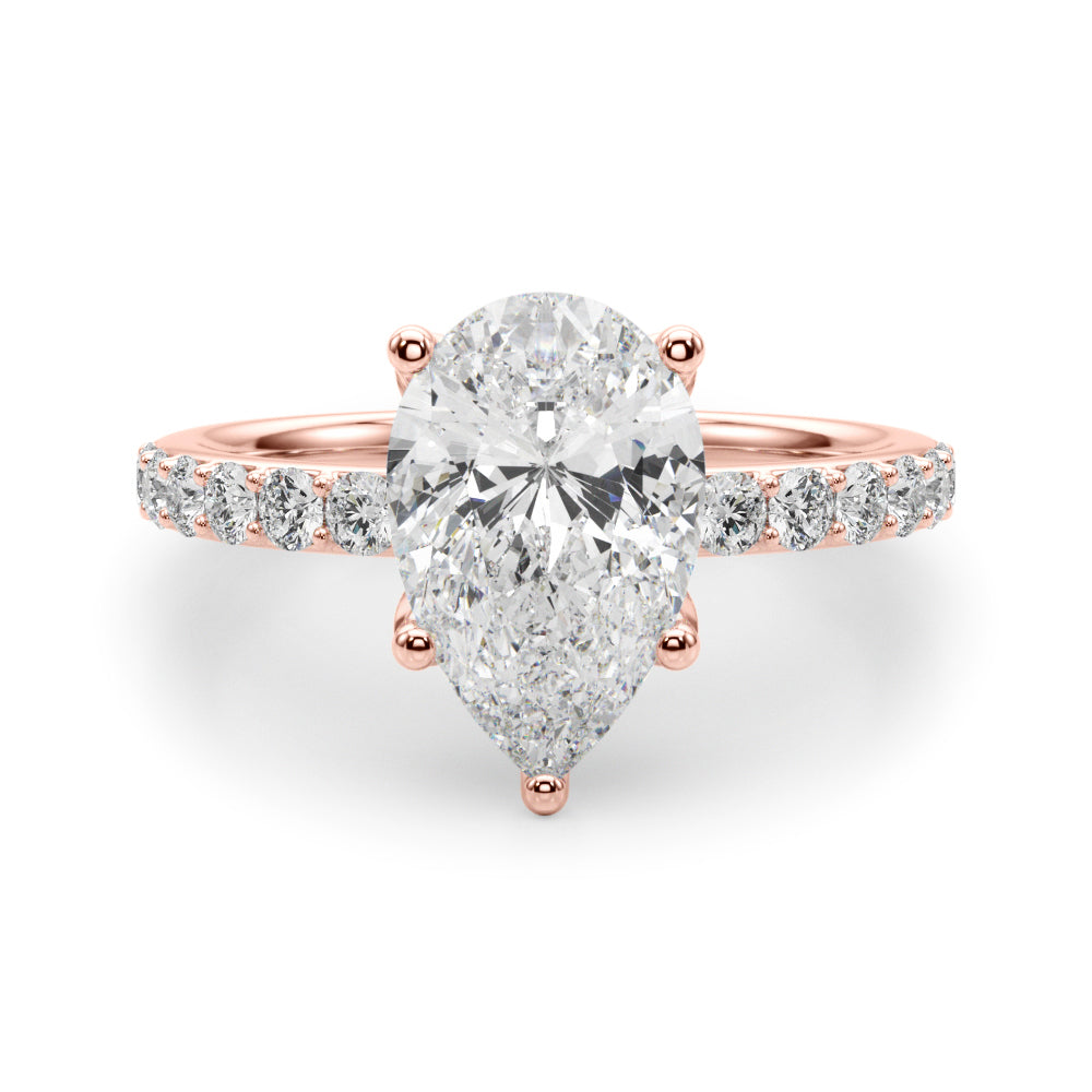 Radiant Sidestone Pear Diamond Engagement Ring — 9K/18K Gold & Platinum