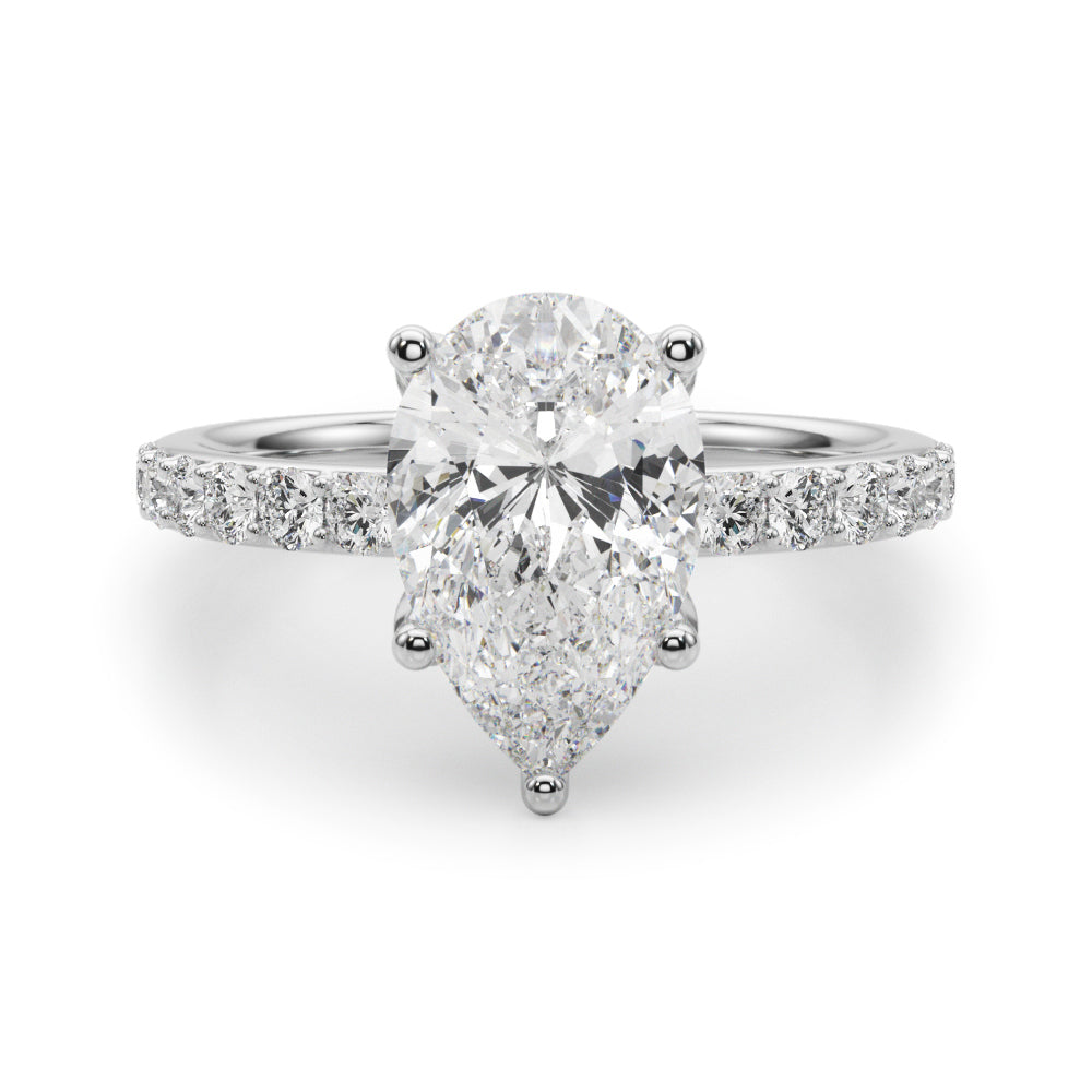 Radiant Sidestone Pear Diamond Engagement Ring — 9K/18K Gold & Platinum