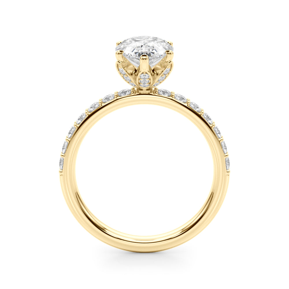 Radiant Sidestone Pear Diamond Engagement Ring — 9K/18K Gold & Platinum