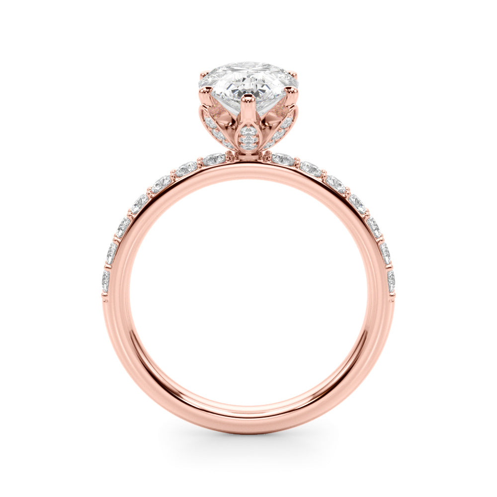 Radiant Sidestone Pear Diamond Engagement Ring — 9K/18K Gold & Platinum