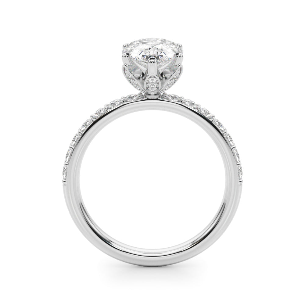 Radiant Sidestone Pear Diamond Engagement Ring — 9K/18K Gold & Platinum