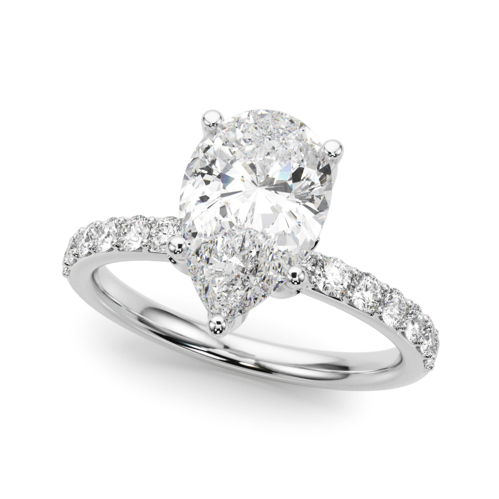 Radiant Sidestone Pear Diamond Engagement Ring — 9K/18K Gold & Platinum