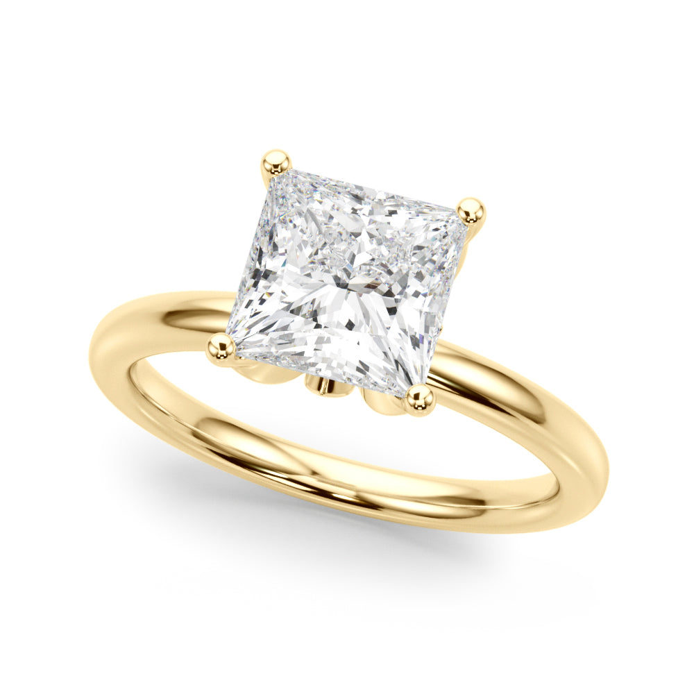 Celestial Sidestone Princess Diamond Engagement Ring — 9K/18K Gold & Platinum