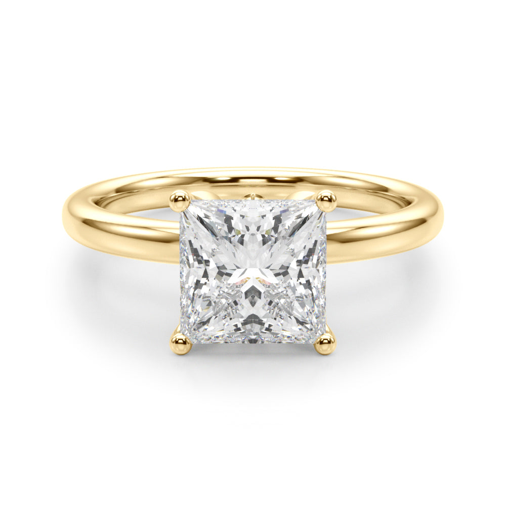 Celestial Sidestone Princess Diamond Engagement Ring — 9K/18K Gold & Platinum