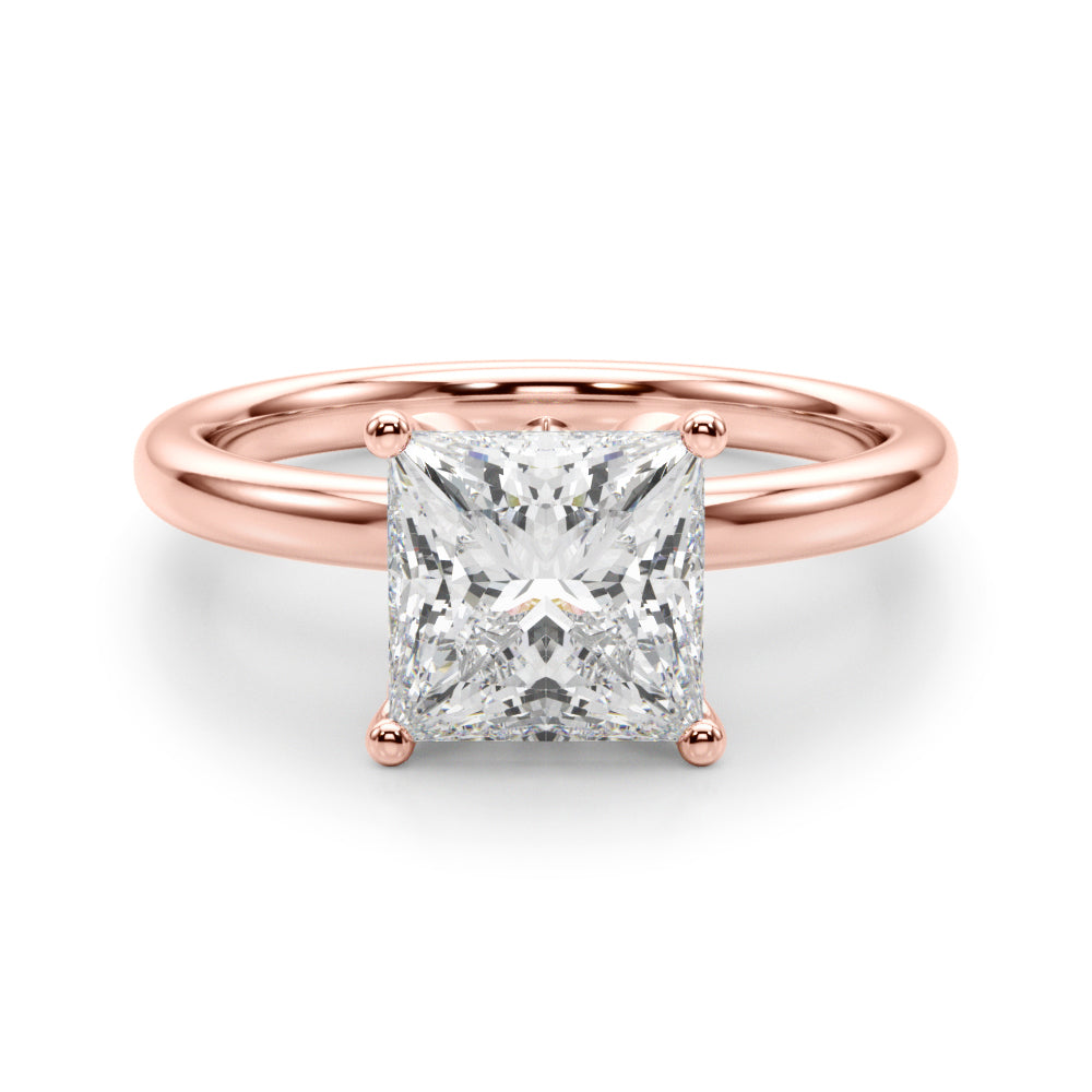 Celestial Sidestone Princess Diamond Engagement Ring — 9K/18K Gold & Platinum