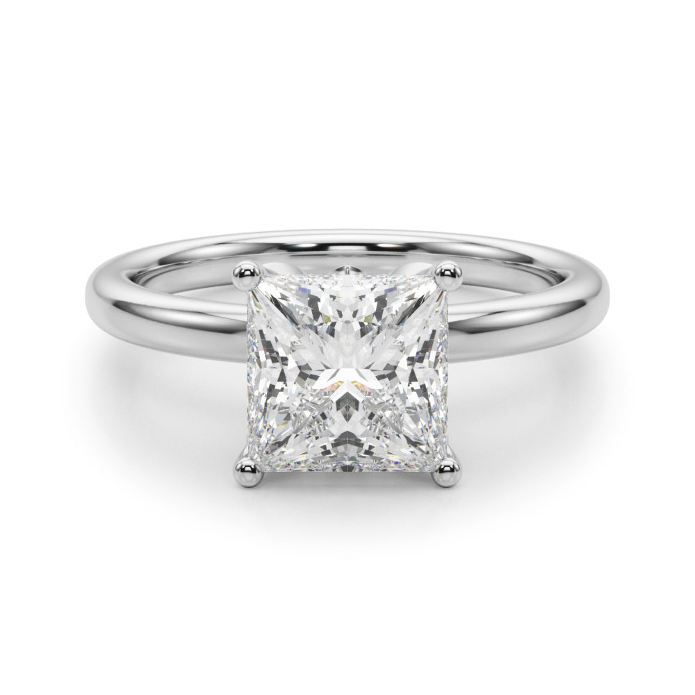 Celestial Sidestone Princess Diamond Engagement Ring — 9K/18K Gold & Platinum
