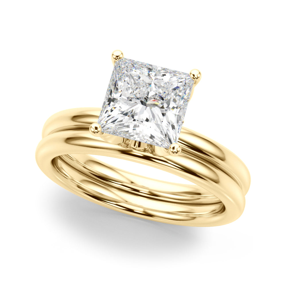 Celestial Sidestone Princess Diamond Engagement Ring — 9K/18K Gold & Platinum