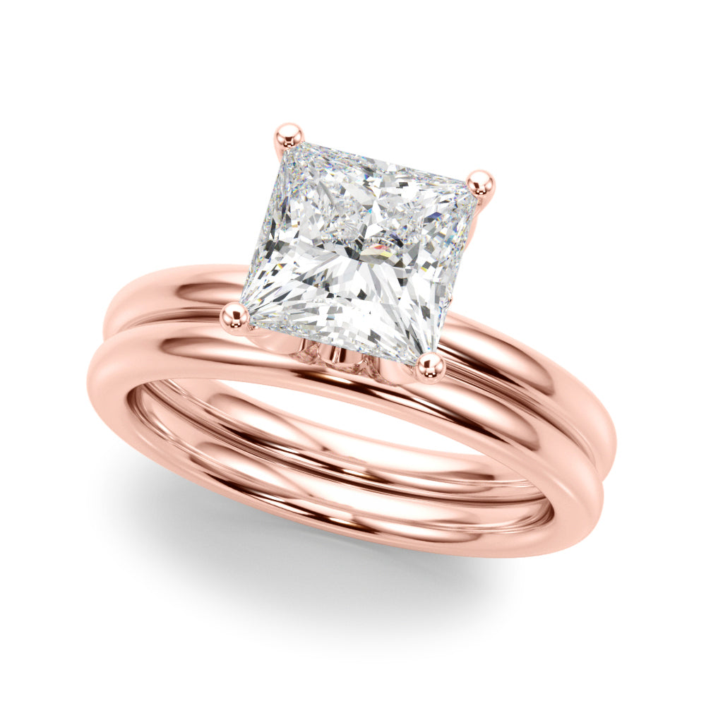 Celestial Sidestone Princess Diamond Engagement Ring — 9K/18K Gold & Platinum