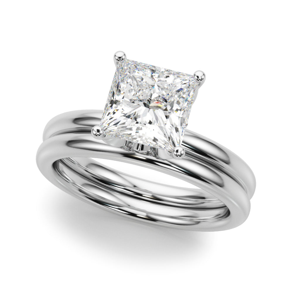 Celestial Sidestone Princess Diamond Engagement Ring — 9K/18K Gold & Platinum