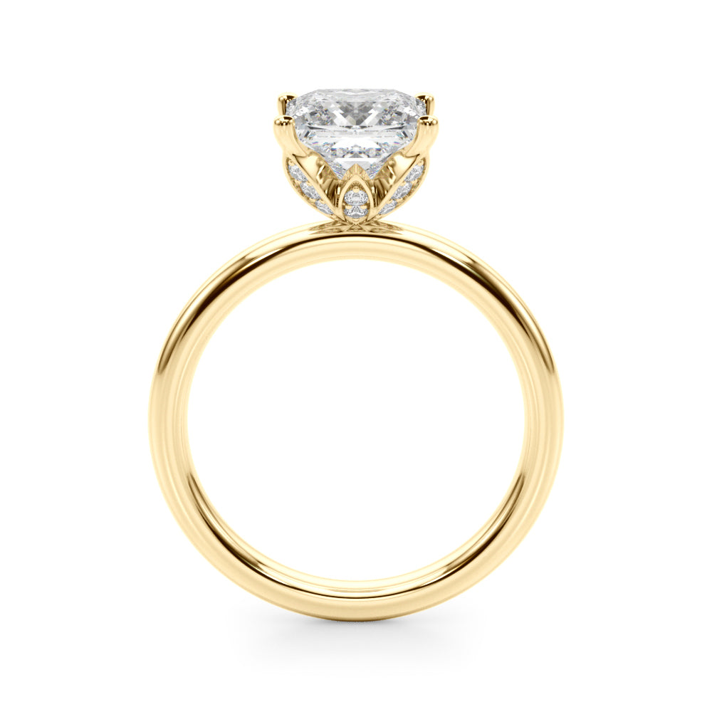 Celestial Sidestone Princess Diamond Engagement Ring — 9K/18K Gold & Platinum