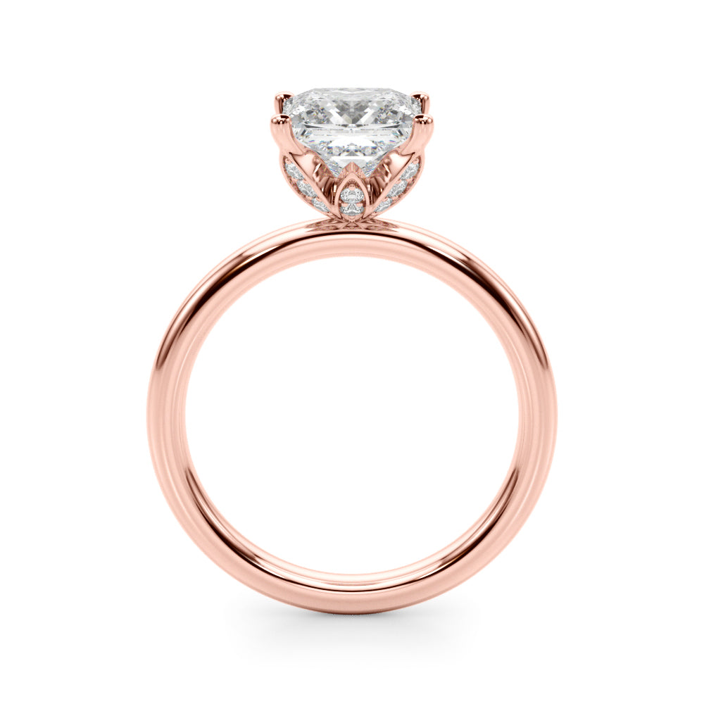 Celestial Sidestone Princess Diamond Engagement Ring — 9K/18K Gold & Platinum