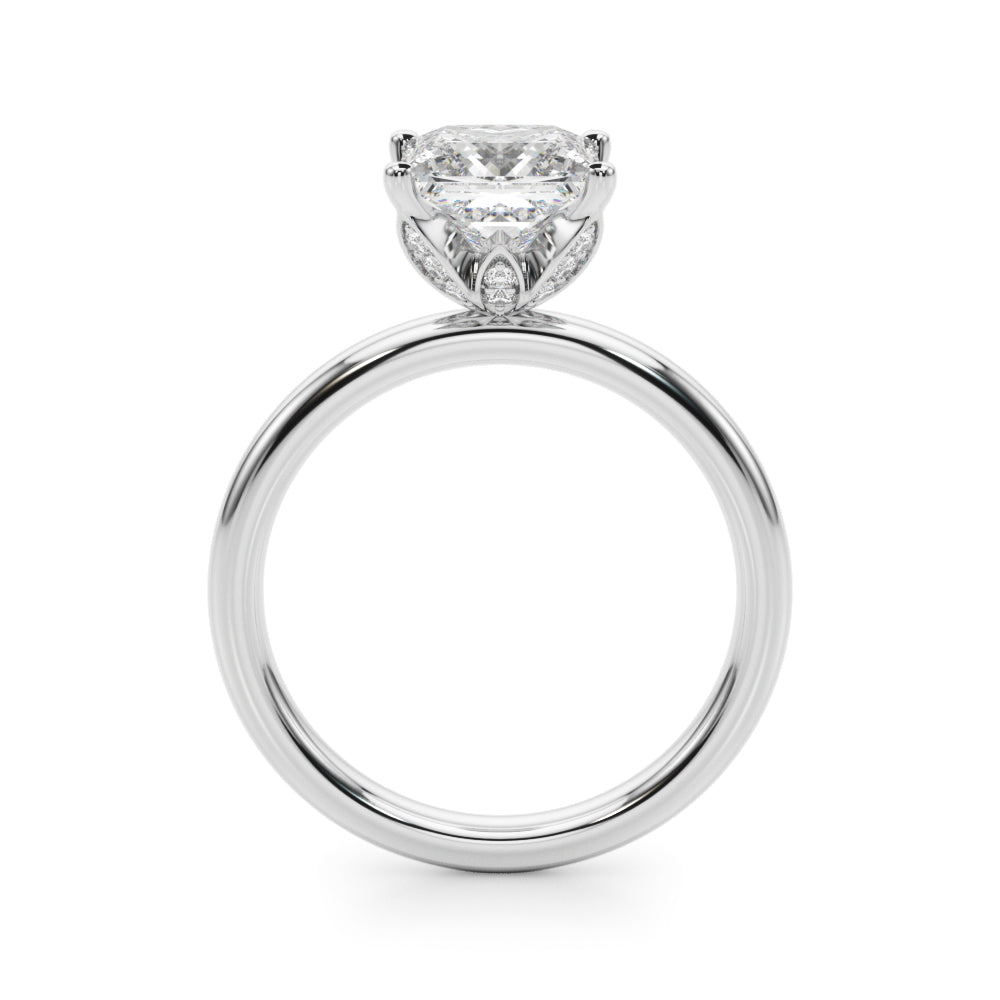 Celestial Sidestone Princess Diamond Engagement Ring — 9K/18K Gold & Platinum