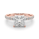 Crowned Sidestone Princess Diamond Engagement Ring — 9K/18K Gold & Platinum