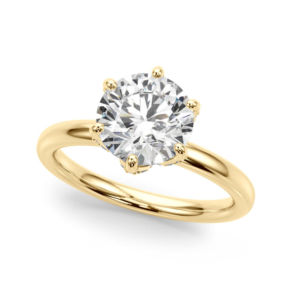 Couture Sidestone Round Diamond Engagement Ring — 9K/18K Gold & Platinum