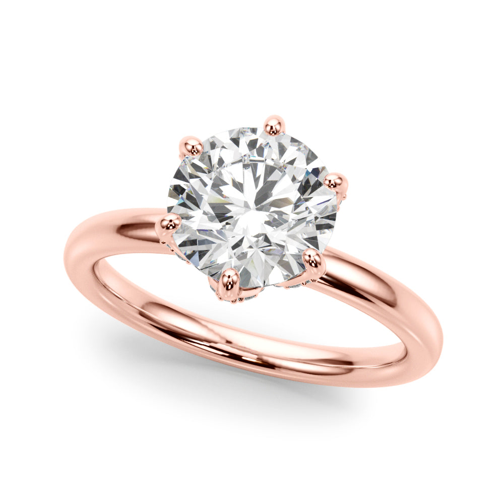 Couture Sidestone Round Diamond Engagement Ring — 9K/18K Gold & Platinum