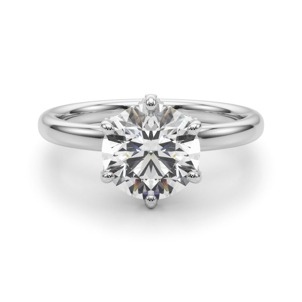 Couture Sidestone Round Diamond Engagement Ring — 9K/18K Gold & Platinum