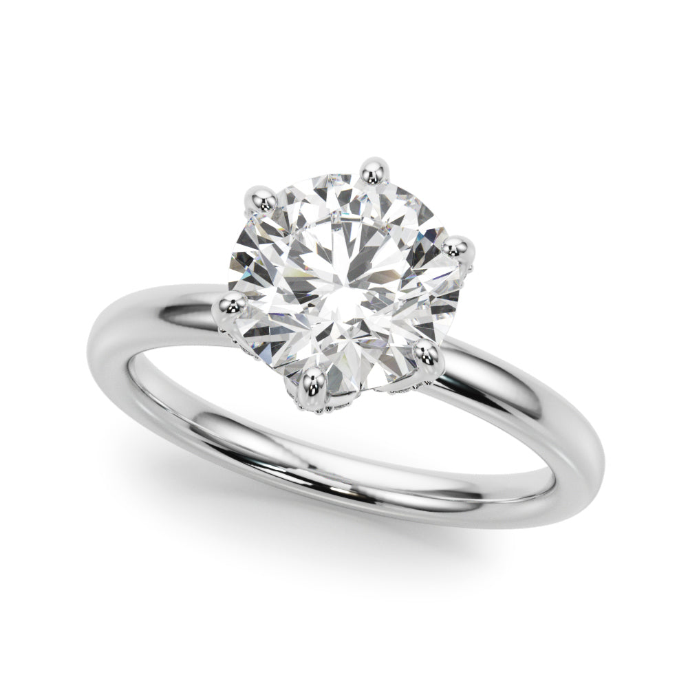 Couture Sidestone Round Diamond Engagement Ring — 9K/18K Gold & Platinum