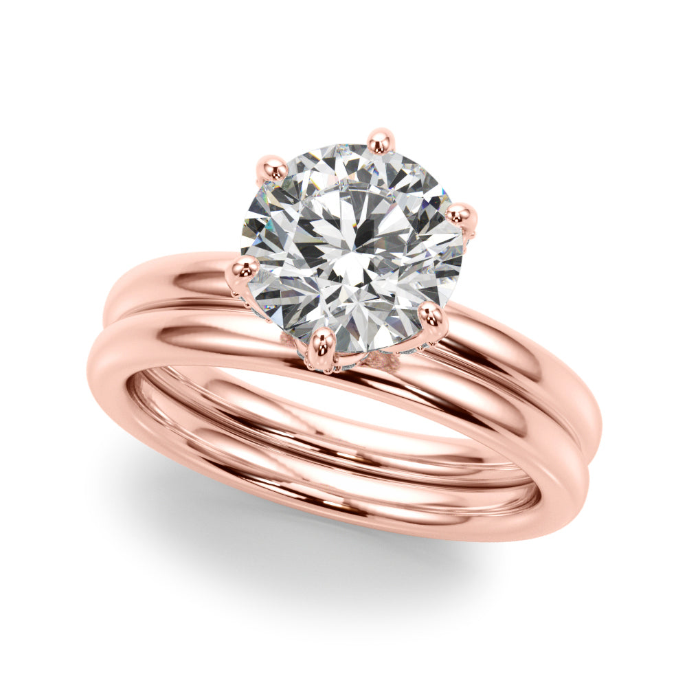 Couture Sidestone Round Diamond Engagement Ring — 9K/18K Gold & Platinum