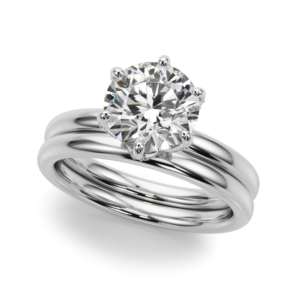 Couture Sidestone Round Diamond Engagement Ring — 9K/18K Gold & Platinum