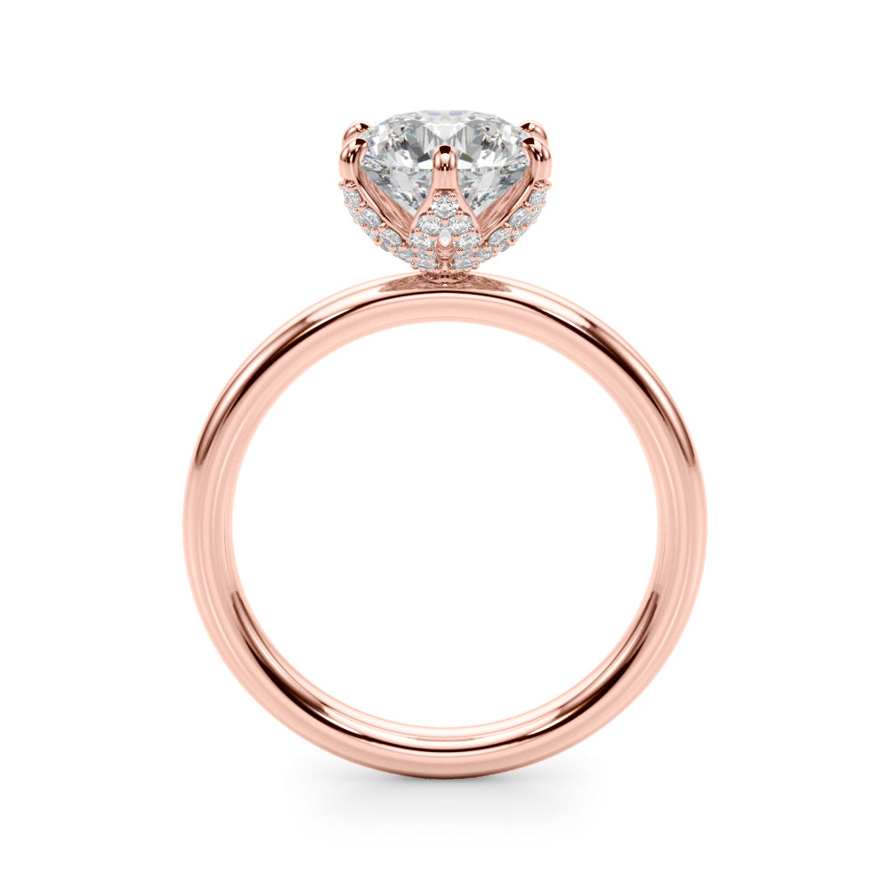 Couture Sidestone Round Diamond Engagement Ring — 9K/18K Gold & Platinum