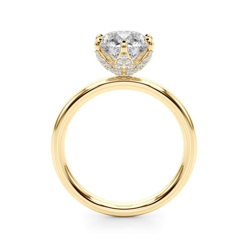 Couture Sidestone Round Diamond Engagement Ring — 9K/18K Gold & Platinum